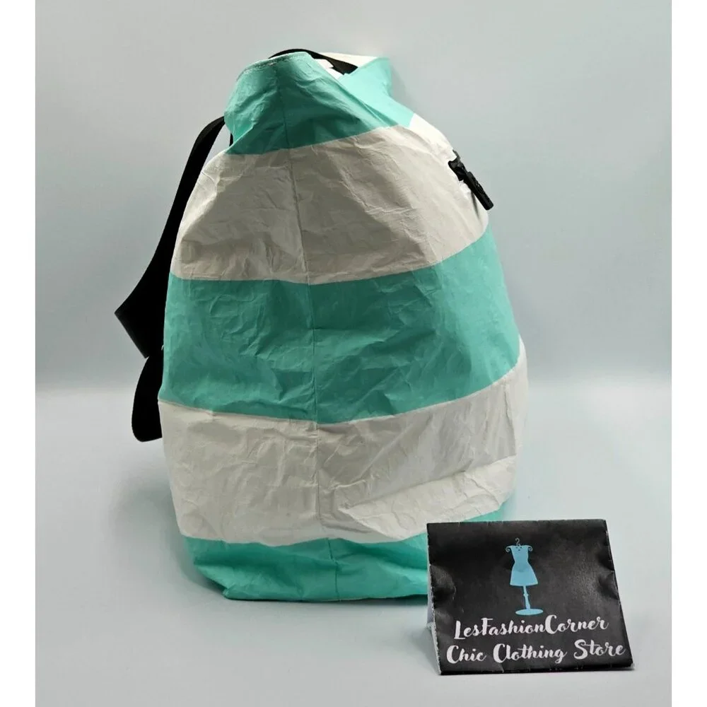 Aloha Collection Women's Aqua White Striped Splash-Proof Tote Bag Sz L 2559 - Picture 5 of 13